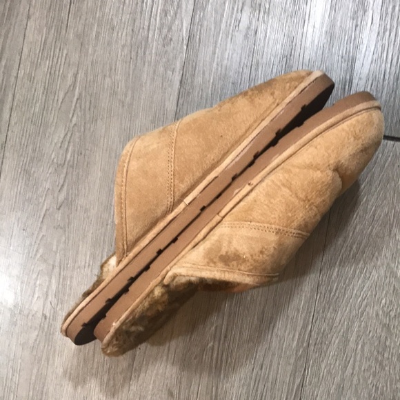 LAMO MEN'S SCUFF Faux Fur Chestnut Suede Upper Slippers size L - Picture 5 of 11